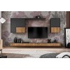 Meuble TV Loft Small I Corps Anthracite Gris Mat I Façade Couleur Chêne Bijoux I 285 x 200 x 42 cm I Salon I Style Industriel