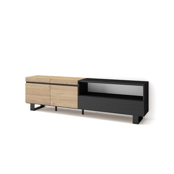 Skraut Home | Meuble TV | Banc Télé | Grand Espace de Rangement | 200x57x35cm | pour Les TV jusquà 80" | Design Industriel |