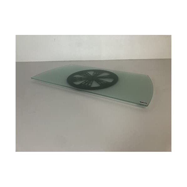 Tecnidea Base TV pivotante GK 70 également pour PC, plateau en verre trempé satiné, disque rotatif noir. Dimensions : côté av