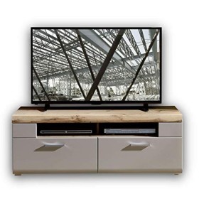 Stella Trading Plus 2 Meuble TV en Basalte avec Beau décor chêne – Meuble Bas de qualité supérieure pour Votre Salon – 140 x 