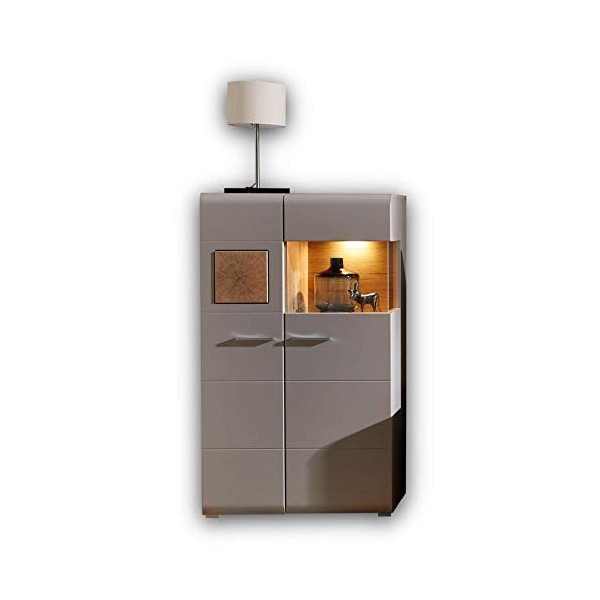 Stella Trading Plus 2 Meuble TV en Basalte avec Beau décor chêne – Meuble Bas de qualité supérieure pour Votre Salon – 140 x 