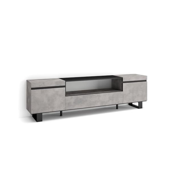 Skraut Home | Meuble TV | Banc Télé | Grand Espace de Rangement | 200x57x35cm | pour Les TV jusquà 80" | Design Industriel |