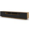 Lowboard Aura Armoire TV, 200&nbsp;cm, à suspendre ou à poser, basse, buffet, meuble HiFi, table, chêne artisanal et noir mat, sa