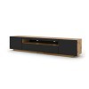 Lowboard Aura Armoire TV, 200 cm, à suspendre ou à poser, basse, buffet, meuble HiFi, table, chêne artisanal et noir mat, sa
