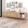Meuble TV avec Meuble Bas en chêne Naturel Table TV Buffet Commode Meuble TV en rotin pour TV 80 Pouces Centre de Divertissem