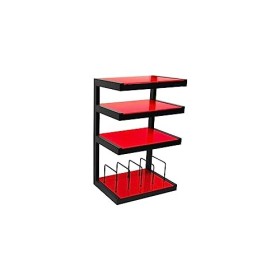 Norstone Esse hi-fi Vinyl noir satiné verres rouges - Meuble Hifi