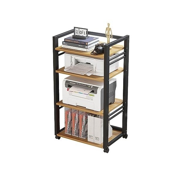 YCOVSFP AV Media Stand Player CD DVD Rack, 4 Niveaux Mobile Printer Stand Media Cabinet for La Maison/Bureau/Audio Vidéo/DJ/T