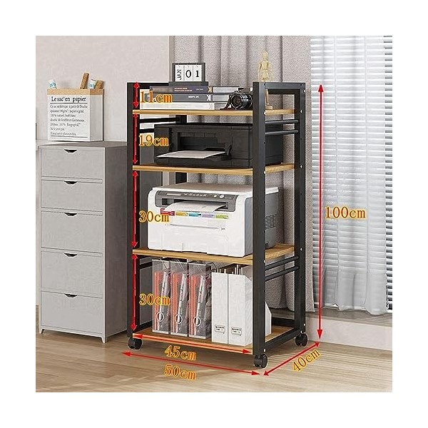 YCOVSFP AV Media Stand Player CD DVD Rack, 4 Niveaux Mobile Printer Stand Media Cabinet for La Maison/Bureau/Audio Vidéo/DJ/T