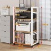 YCOVSFP Support Multimédia AV À 4 Niveaux Lecteur CD Support DVD Support Dimprimante Mobile Armoire Multimédia for La Maison