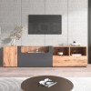 Meuble TV, Meuble Bas pour télévision, Table TV avec Portes, Meuble Bas avec Compartiments Ouverts, lumières LED à Couleurs c