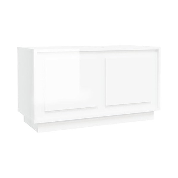 Meuble TV Blanc Brillant 80x35x45 cm Bois dingénierie - Meuble télé, Meuble TV Industriel, Meuble Chambre, Convient pour Sal