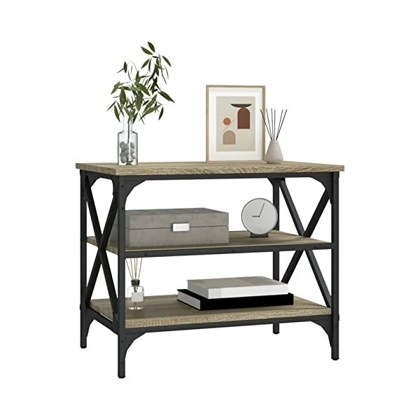 Tidyard Meuble TV de Style Industriel Meuble de Télévision Meuble de Rangement Chêne Sonoma 60x40x50 cm Bois dingénierie