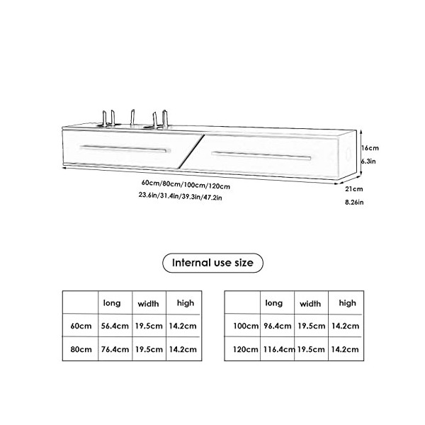 EGOMED Meuble TV Flottant Meuble TV Mural Meuble TV Flottant, étagère de Rangement pour décodeur multimédia, Meuble TV Mural 