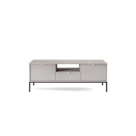 Elégant Meuble TV LAMELLI, Longueur 154 cm, pour Le Salon, Style Moderne, Couleur Grise