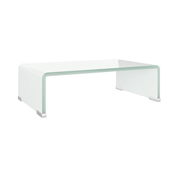 Camerina Meuble TV/Support pour Moniteur 40 x 25 x 11 cm Verre Blanc,Meuble TV,Meuble TV Moderne,Meuble de Salon