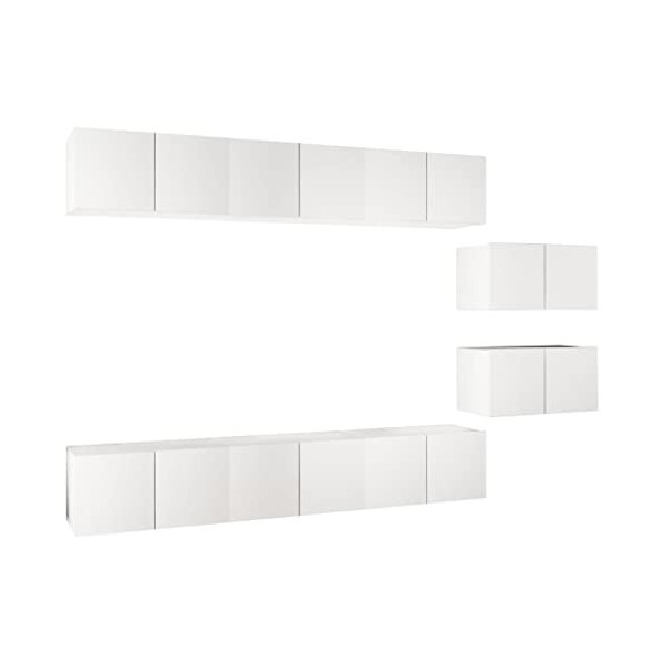 VEEKI Meuble TV, Meuble TV Suspendu, Meuble TV Blanc, Meuble TV Industriel, Meubles de Salon, Salon, Chambre, Cadre en Acier,