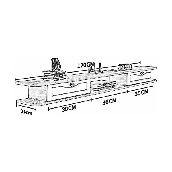 EsEntL Meuble TV Mural, unité de Divertissement Flottante Mate, étagère de Rangement pour Salon, Bureau, Chambre à Coucher, p