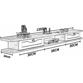 EsEntL Meuble TV Mural, unité de Divertissement Flottante Mate, étagère de Rangement pour Salon, Bureau, Chambre à Coucher, p