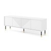 Homlando Woody White Meuble TV moderne 4D 180 cm - Meuble TV moderne avec façade en MDF fraisé - Meuble bas avec 4 portes pou