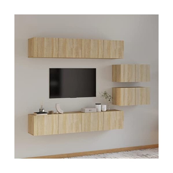 VEEKI Meuble TV, Meuble TV Suspendu, Meuble TV Industriel, Meuble TV Bois, Meuble Chambre, Convient pour Salon ou Chambre, En