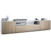 Vladon Buffet Bas Mogan, Meuble TV avec 2 Portes, 1 clapet et 1 Compartiment Ouvert, Blanc Mat/Chêne Brut 181 x 39 x 35 cm 