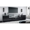 Vladon Buffet Bas Mogan, Meuble TV avec 2 Portes, 1 clapet et 1 Compartiment Ouvert, Blanc Mat/Noir Haute Brillance 181 x 39
