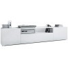 Vladon Buffet Bas Mogan, Meuble TV avec 2 Portes, 1 clapet et 1 Compartiment Ouvert, Blanc Mat/Blanc Mat 181 x 39 x 35 cm 