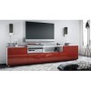 Vladon Buffet Bas Mogan, Meuble TV avec 2 Portes, 1 clapet et 1 Compartiment Ouvert, Blanc Mat/Bordeaux Haute Brillance 181 