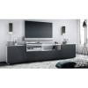 Vladon Buffet Bas Mogan, Meuble TV avec 2 Portes, 1 clapet et 1 Compartiment Ouvert, Blanc Mat/Noir Mat 181 x 39 x 35 cm
