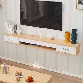 KOWJIFH Meuble TV Mural Étagère TV Flottante Étagère Murale Centre de Divertissement à Domicile Support TV Console TV multimé