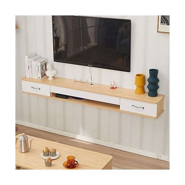 KOWJIFH Meuble TV Mural Étagère TV Flottante Étagère Murale Centre de Divertissement à Domicile Support TV Console TV multimé