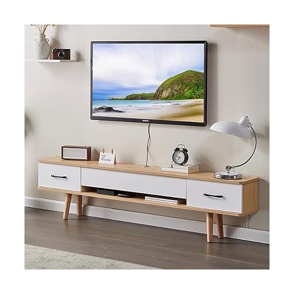 KOWJIFH Meuble TV Mural Étagère TV Flottante Étagère Murale Centre de Divertissement à Domicile Support TV Console TV multimé
