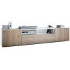 Vladon Buffet Bas Mogan, Meuble TV avec 2 Portes, 1 clapet et 1 Compartiment Ouvert, Blanc Mat/Chêne Nordique 181 x 39 x 35 