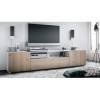 Vladon Buffet Bas Mogan, Meuble TV avec 2 Portes, 1 clapet et 1 Compartiment Ouvert, Blanc Mat/Chêne Nordique 181 x 39 x 35 