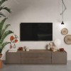 Tousmesmeubles Meuble TV 2 Portes 2 tiroirs Bronze/Chêne Noisette - Imola - L 205 x l 40 x H 44 cm - Neuf