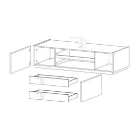 Tousmesmeubles Meuble TV 2 Portes 2 tiroirs Bronze/Chêne Noisette - Imola - L 205 x l 40 x H 44 cm - Neuf