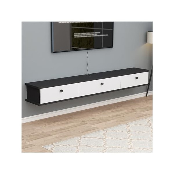 Meuble TV Suspendu, Meuble Mural pour Petit Appartement, Centre De Divertissement Mural, Grand Meuble De Rangement, pour Cham