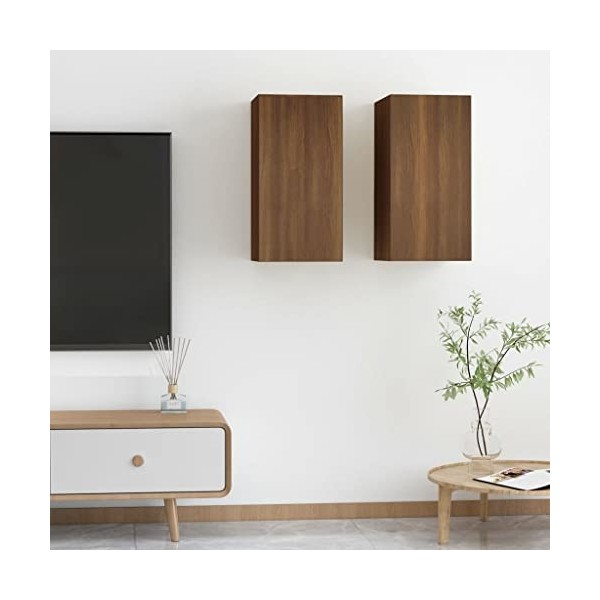 Meubles TV 2 pcs Chêne Marron 30,5x30x60 cm Bois dingénierie - Meuble TV, Armoire Basse Centre, Support Télé pour Salon Cham