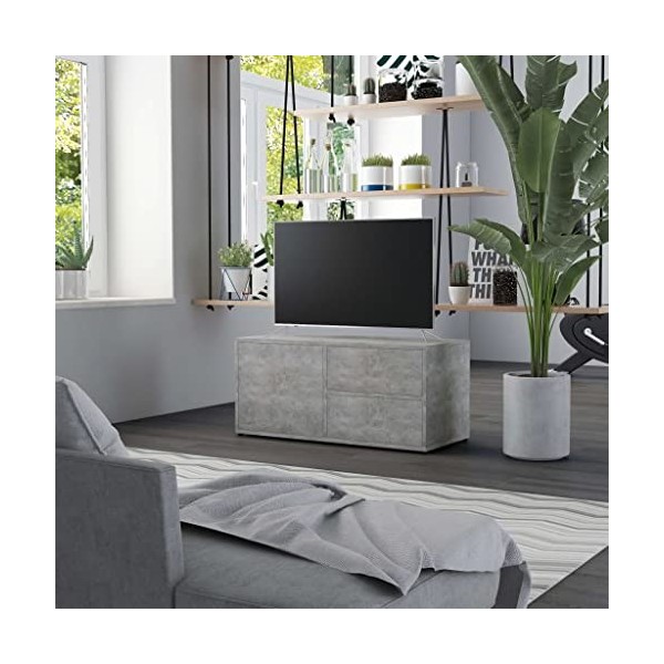 VEEKI Meuble TV, Meuble TV Suspendu, Meuble TV Blanc, Meuble TV Industriel, Meubles de Salon, Salon, Chambre, Cadre en Acier,