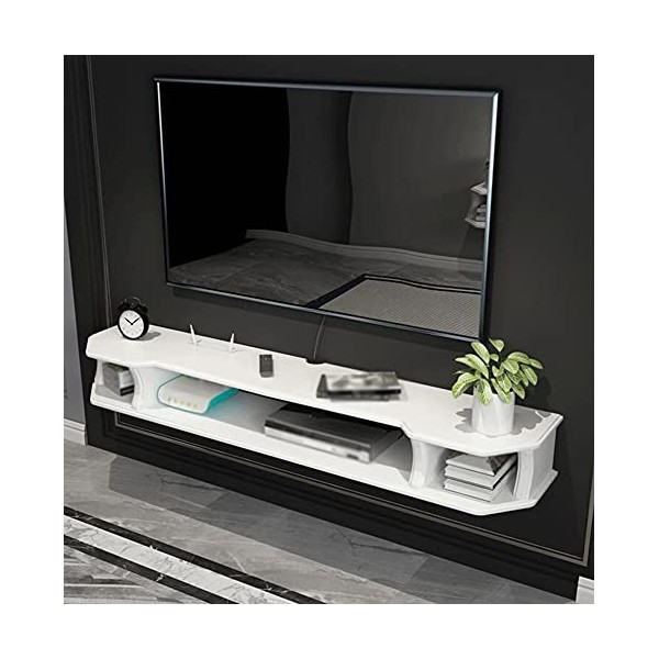 EsEntL Meuble TV Flottant, Meuble TV Suspendu en Bois avec Trou pour Fil, pour boîte de Rangement, Console de Jeu, Composants