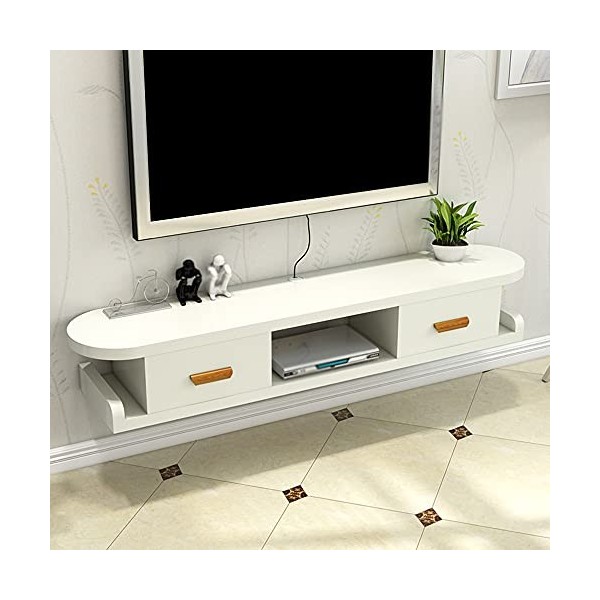 EsEntL Meuble TV Flottant, Meuble TV Mural à Deux tiroirs avec Design Rabattable avec Gestion des câbles, adapté pour Le Salo