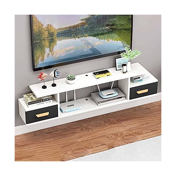 Meuble TV Armoire Murale Lowboard, Meuble TV Mural Pour Centre de Divertissement MultiméDia, Meuble TV Suspendu Pour DéCodeur