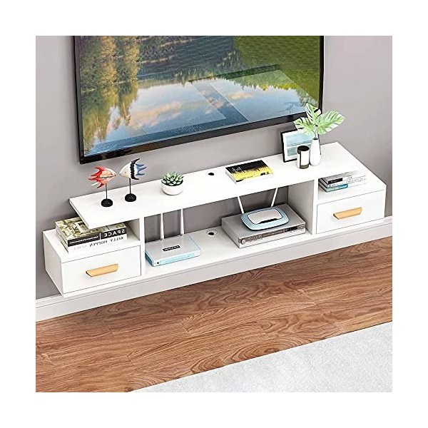 Meuble TV Armoire Murale Lowboard, Meuble TV Mural Pour Centre de Divertissement MultiméDia, Meuble TV Suspendu Pour DéCodeur