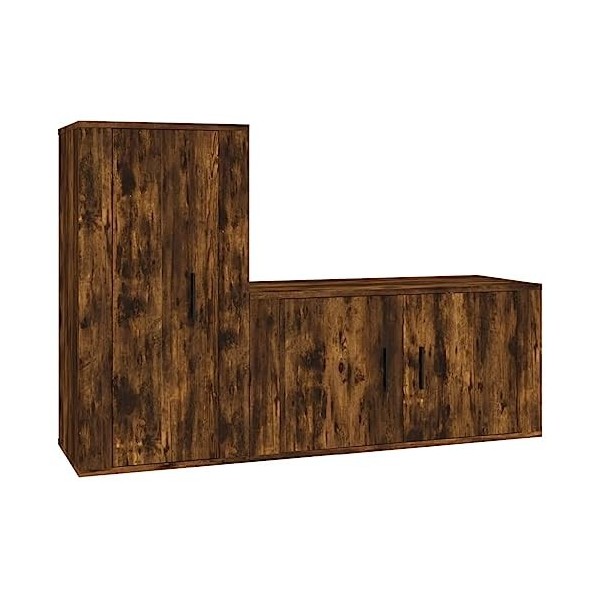 Meuble TV 2 pièces en chêne fumé