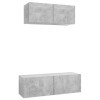 Meuble TV 2 pièces en bois gris béton