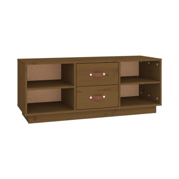 Meuble TV en pin massif marron miel 100 x 34 x 40 cm