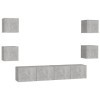 Camerina Ensemble de Meubles TV 6 pcs Gris béton Aggloméré,Meuble TV Longueur,Meubles De Salon TV,Meuble Bas Salon