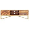 JUNZAI Meuble TV 140 x 30 x 45 cm Bois de Sesham Massif,Meuble TV,Table Basse Salon Meuble TV,Table Basse LED Couleurs