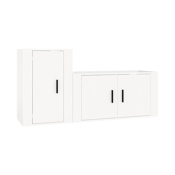 TALCUS Home Hardware Businese Meuble TV 2 pièces en bois Blanc brillant