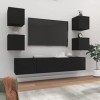 CIADAZ Ensemble de Meubles TV 6 pcs Noir Bois dingénierie,Meuble TV,Table Basse Salon Meuble TV,Table Basse LED Couleurs